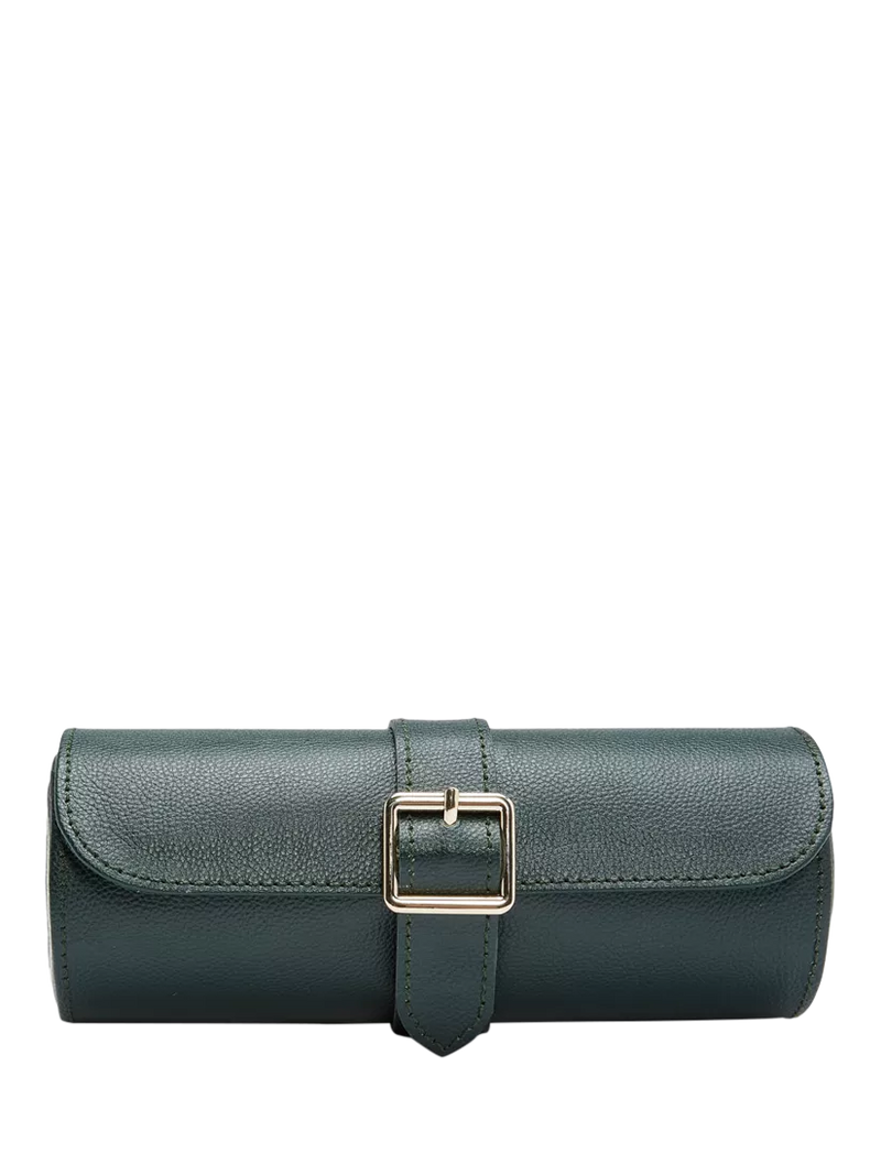 WOLF triple watch roll pebble grain leather (British brand)