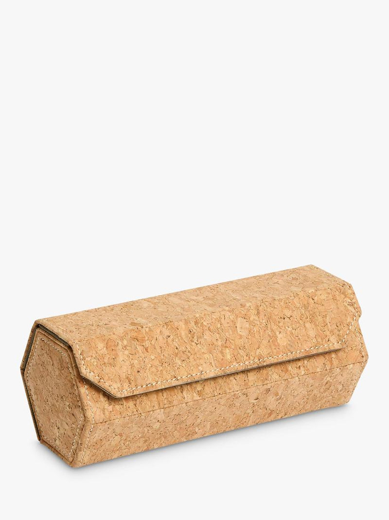 WOLF natural cork triple hexagonal watch roll - British product