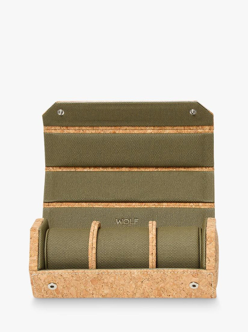 WOLF natural cork triple hexagonal watch roll - British product