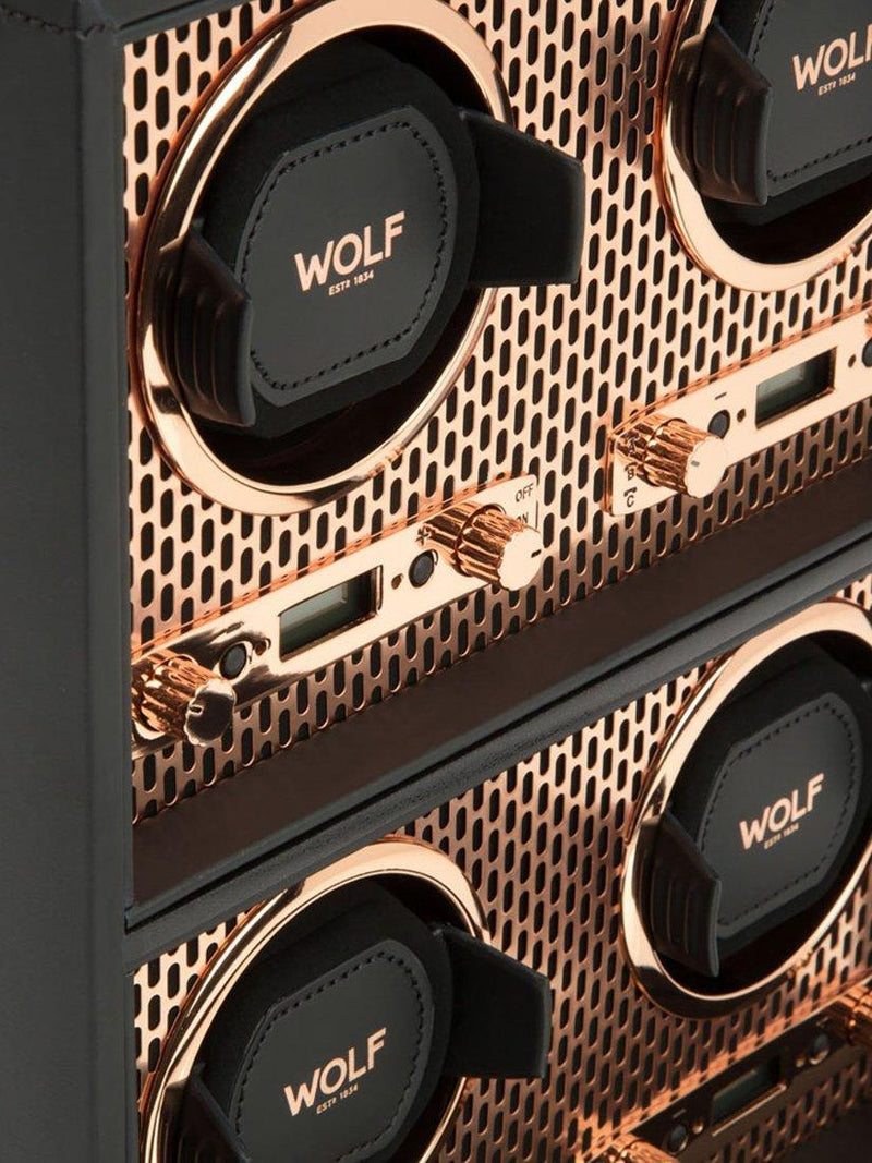 WOLF Axis vegan leather 4-module watch winder, imported from the UK