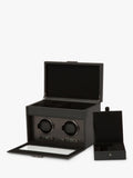 WOLF vegan leather 2-module watch winder with storage, imported from the UK