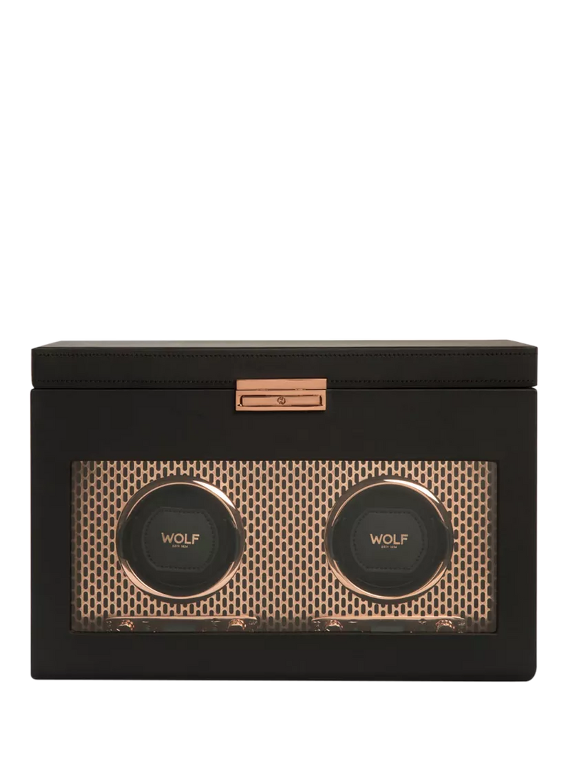 WOLF vegan leather 2-module watch winder with storage, imported from the UK