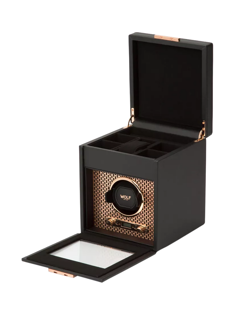 WOLF Axis vegan leather watch winder copper 1 module, UK version