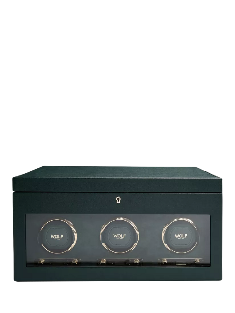 WOLF British Racing Vegan Leather 3 Module Watch Winder with Storage