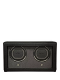 WOLF Cub Vegan Leather 2 Module Watch Winder With Cover, Black