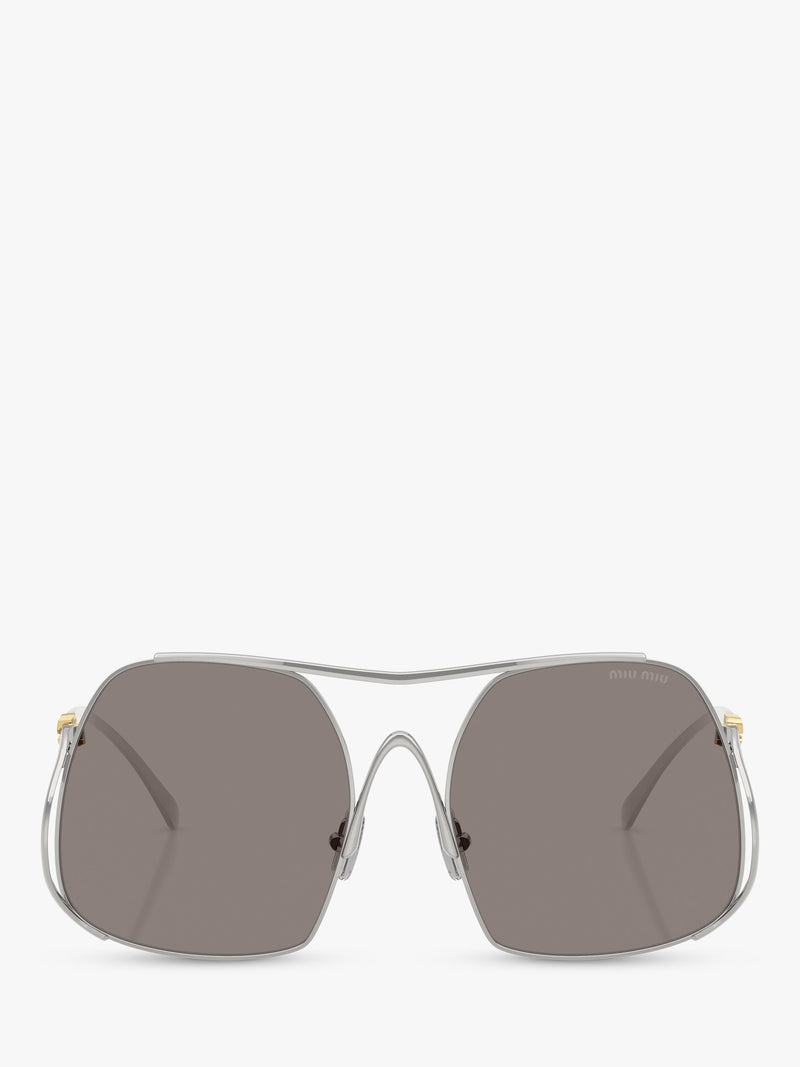 Miu Miu square sunglasses silver grey polyamide lenses (British brand)