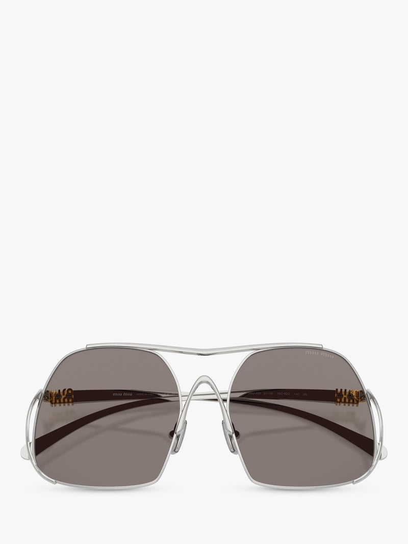Miu Miu square sunglasses silver grey polyamide lenses (British brand)