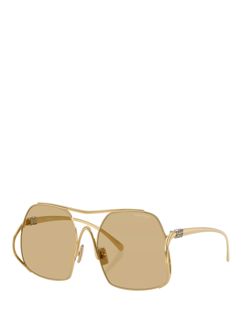 Miu Miu women's square sunglasses gold yellow, UK version