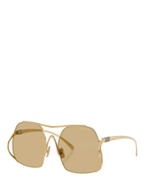 John Lewis Miu Miu MUA55S Women's Square Sunglasses - Gold/Yellow- Buy online at McGrocer