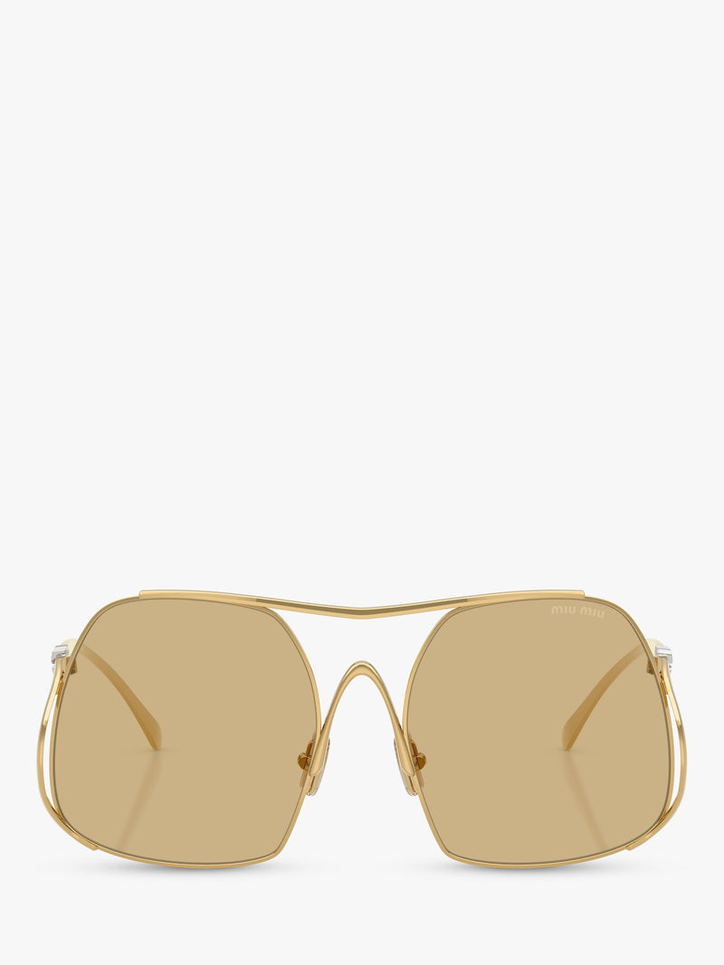 Miu Miu women's square sunglasses gold yellow, UK version