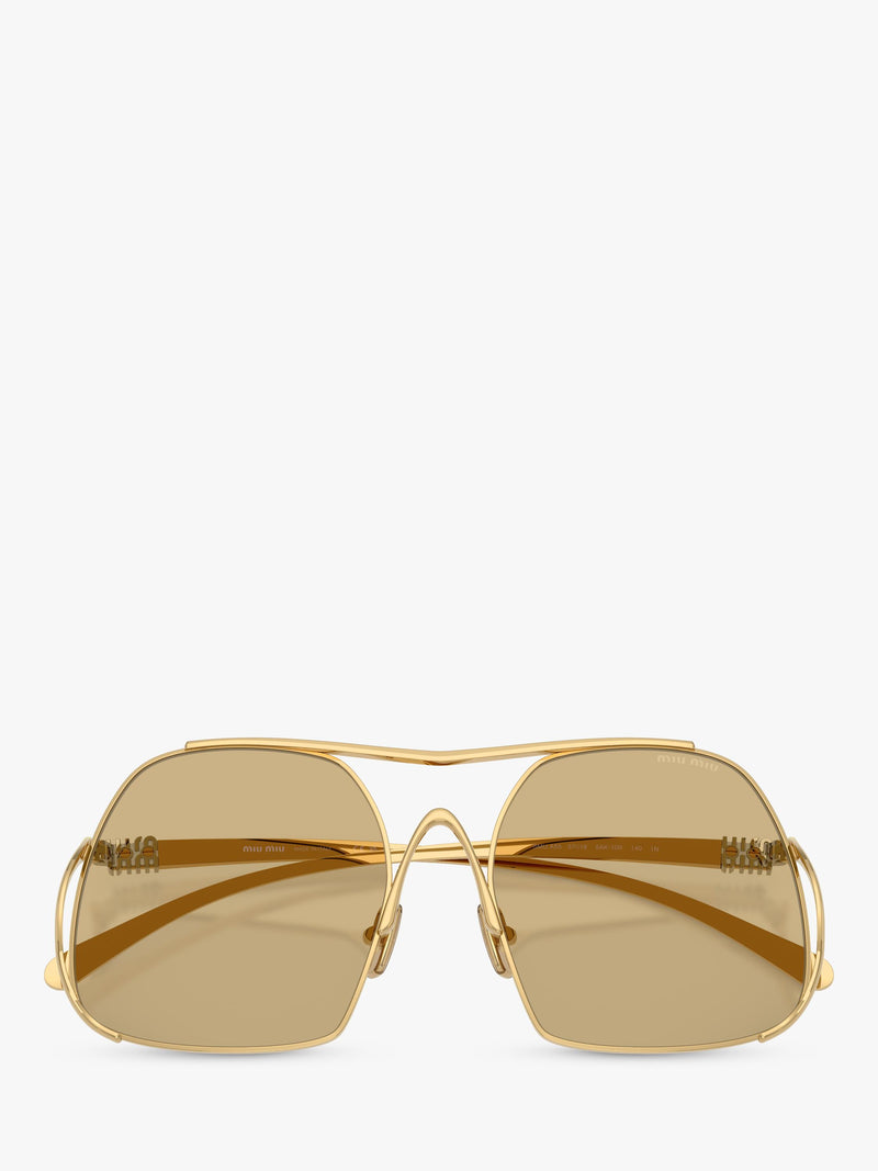 Miu Miu women's square sunglasses gold yellow, UK version