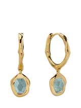 John Lewis Monica Vinader Odyssey Huggie Earrings with Aquamarine and Green Onyx in 18k Gold Vermeil- Buy online at McGrocer
