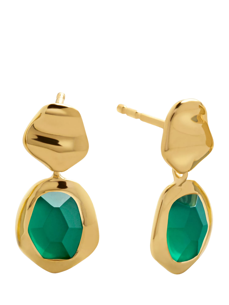 Monica Vinader small drop earrings green onyx gold - British product