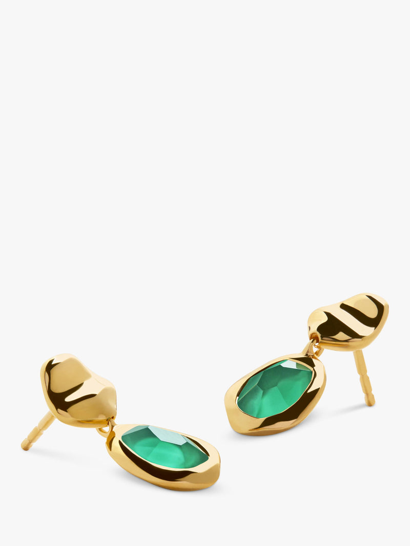 Monica Vinader small drop earrings green onyx gold - British product