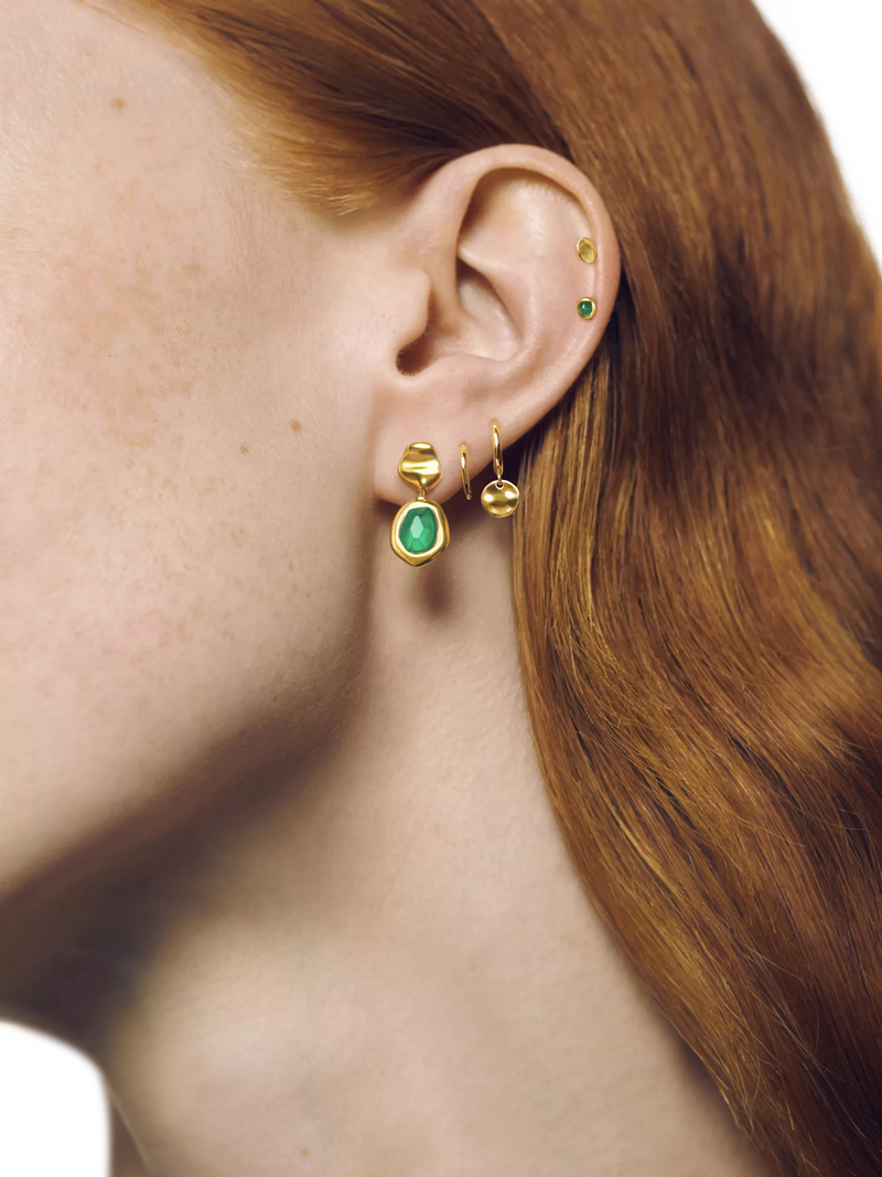 Monica Vinader small drop earrings green onyx gold - British product