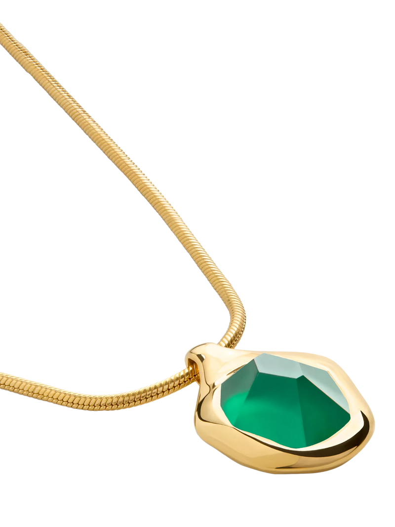 Monica Vinader green onyx snake chain necklace gold vermeil, UK version