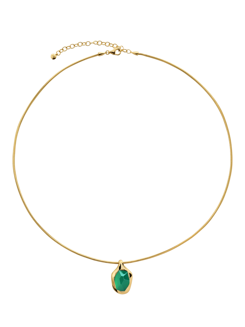 Monica Vinader green onyx snake chain necklace gold vermeil, UK version