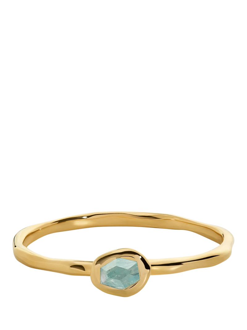 Monica Vinader Odyssey Gemstone Stacking Ring, Aquamarine/Gold