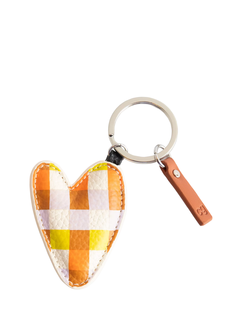 Caroline Gardner multi check heart keyring (British brand)