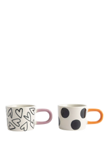 John Lewis Caroline Gardner Spot and Heart Espresso Cups Set of 2 Mono- Buy online at McGrocer