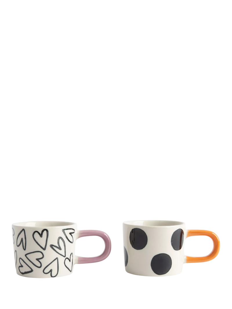 Caroline Gardner espresso cups mono spot heart set of 2 - British product