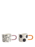 Caroline Gardner espresso cups mono spot heart set of 2 - British product