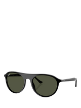 John Lewis Ray-Ban RB2215 Unisex Round Sunglasses Black/Green- Buy online at McGrocer
