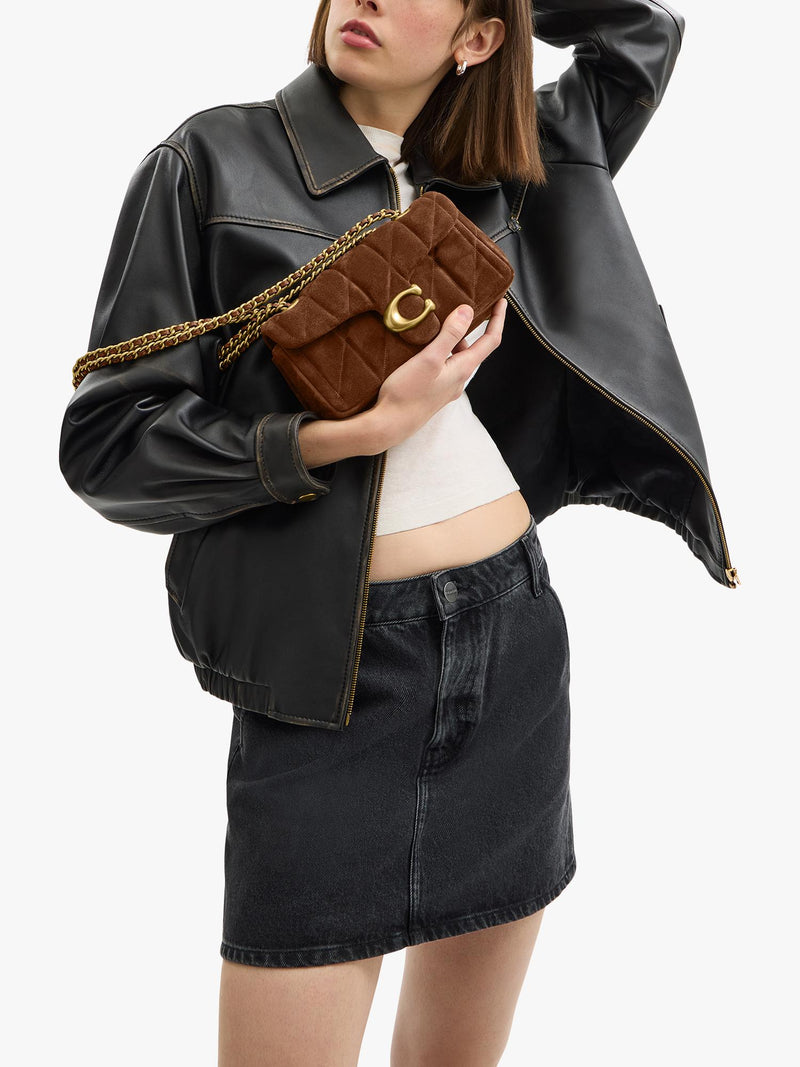 Coach Tabby 20 quilted suede shoulder bag brown, imported from the UK
