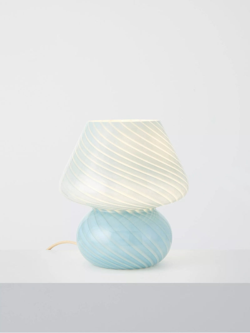 John Lewis Glass Mushroom Table Lamp, Haze Blue