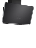 Neff N90 angled chimney cooker hood in black glass, UK version