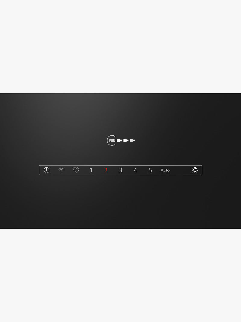 Neff N90 angled chimney cooker hood in black glass, UK version