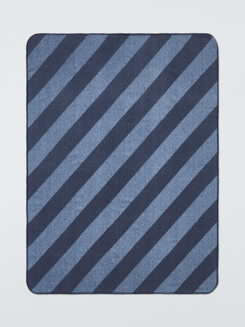 John Lewis Ultrasoft Stripe Throw Blue 130x170cm, UK version