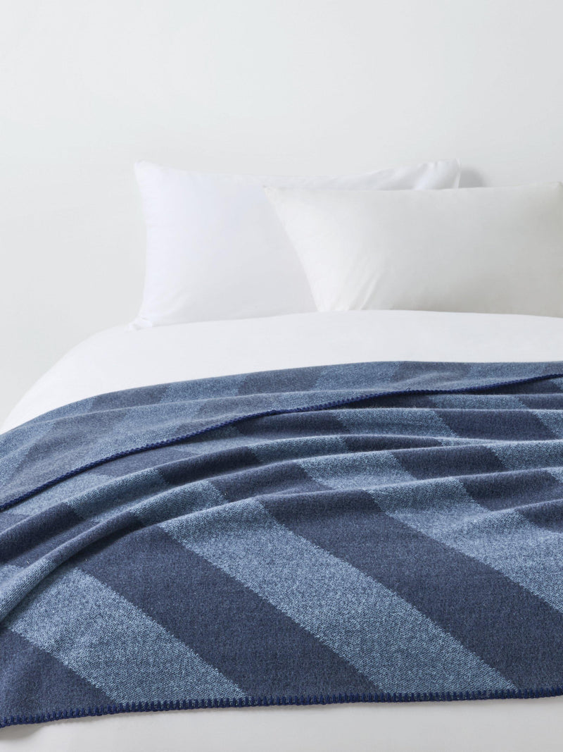 John Lewis Ultrasoft Stripe Throw Blue 130x170cm, UK version