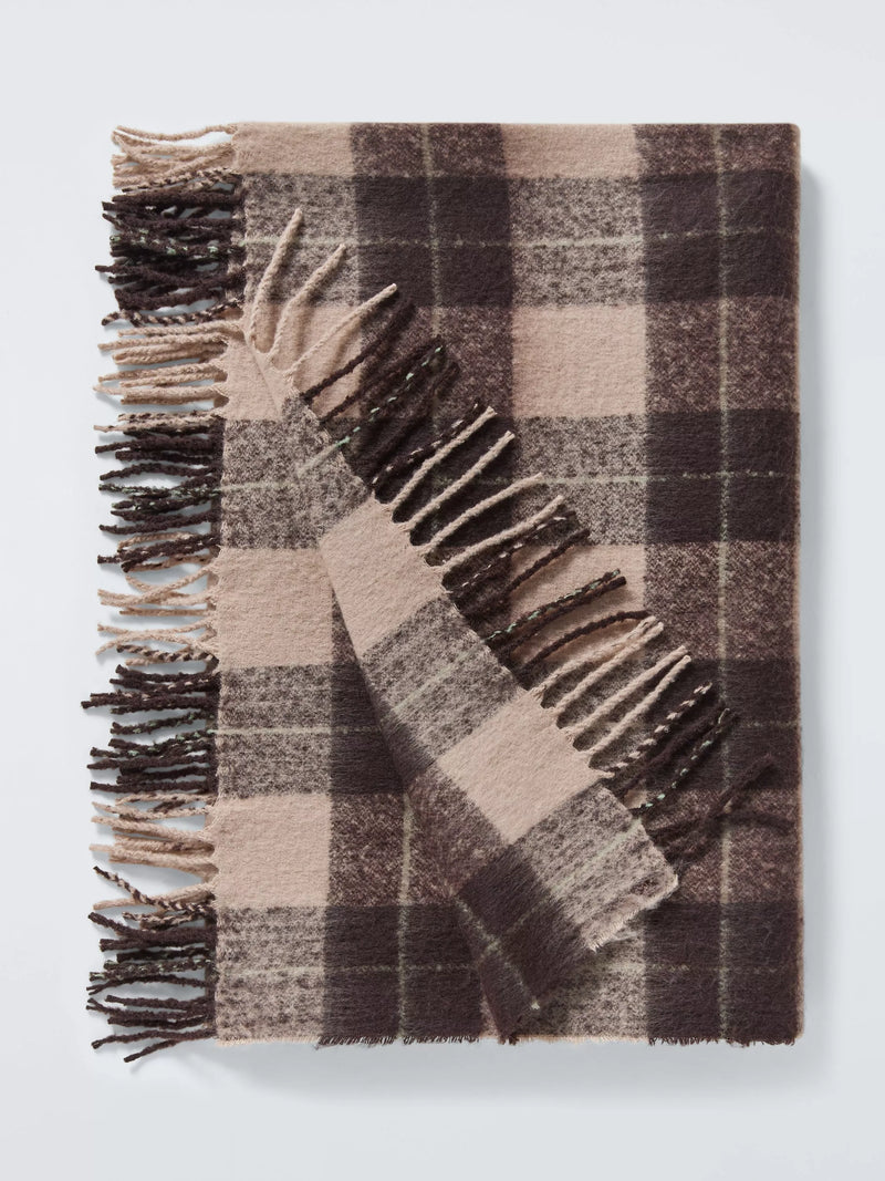 John Lewis Quadretti throw chocolate brown 140x190cm (British brand)