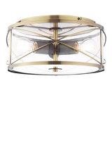 John Lewis Laura Ashley Beckworth 3 Light Flush Ceiling Light, Metallic Brass- Buy online at McGrocer