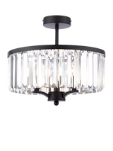 John Lewis Laura Ashley Elkwood Semi-Flush Chandelier Ceiling Light, Black/Clear- Buy online at McGrocer