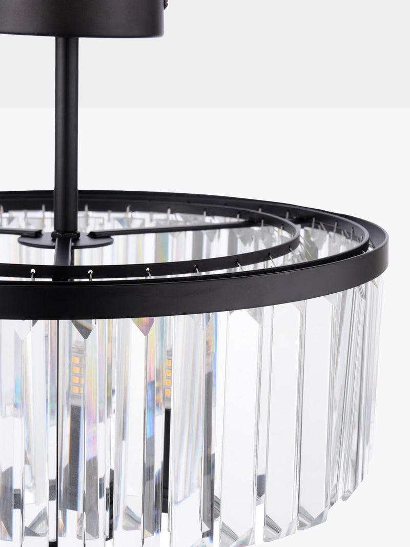 Laura Ashley Elkwood semi-flush chandelier black clear glass - British product