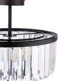 Laura Ashley Elkwood semi-flush chandelier black clear glass - British product