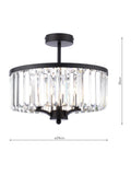Laura Ashley Elkwood semi-flush chandelier black clear glass - British product