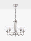 Laura Ashley Wellham five-arm chandelier polished nickel (British brand)