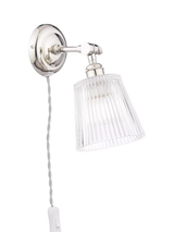 John Lewis Laura Ashley Callaghan Wall Light, Polished Nickel/Clear- Buy online at McGrocer