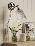 Laura Ashley Callaghan wall light in polished nickel and clear glass, UK version