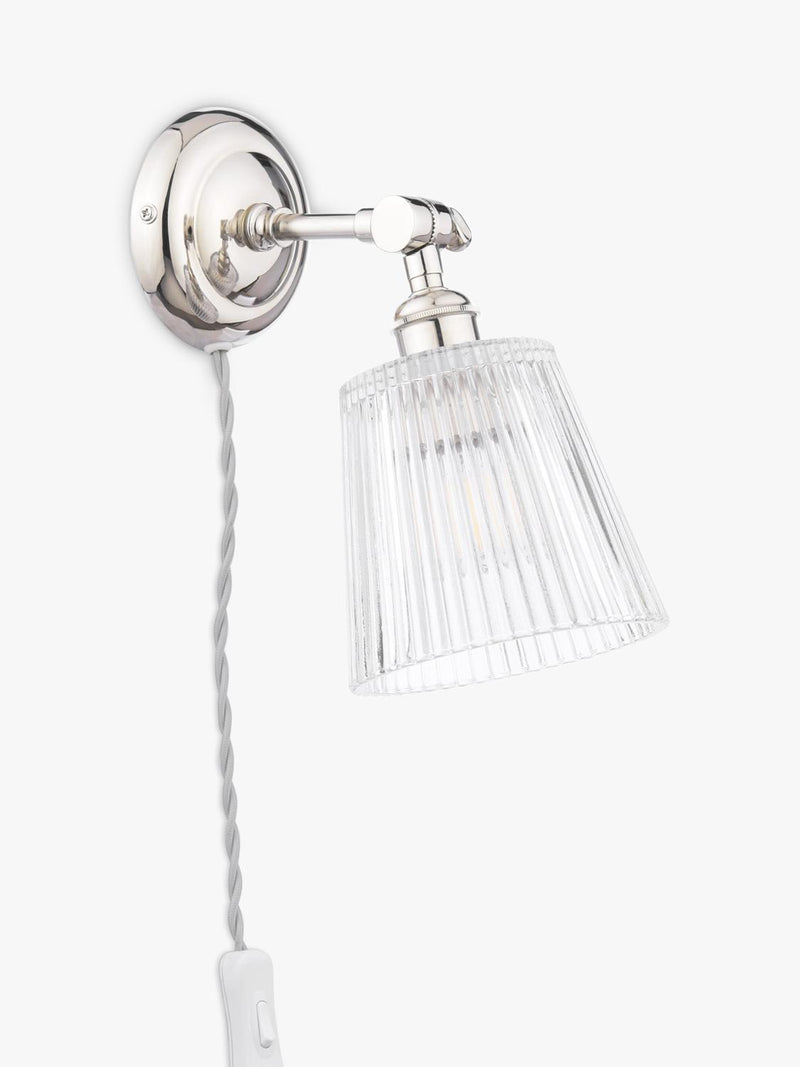 Laura Ashley Callaghan wall light in polished nickel and clear glass, UK version