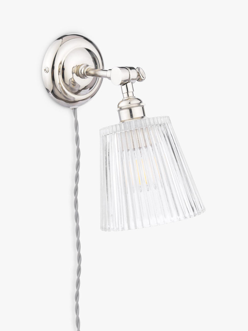 Laura Ashley Callaghan wall light in polished nickel and clear glass, UK version