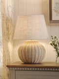Laura Ashley rattan table lamp natural linen shade, imported from the UK
