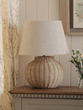 Laura Ashley rattan table lamp natural linen shade, imported from the UK
