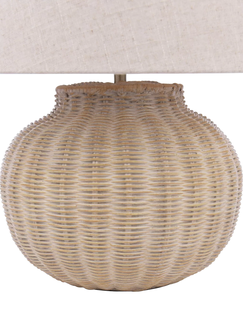 Laura Ashley rattan table lamp natural linen shade, imported from the UK