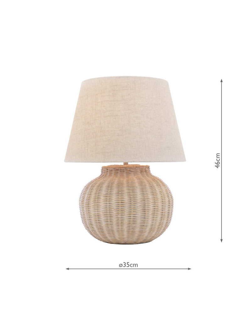 Laura Ashley rattan table lamp natural linen shade, imported from the UK
