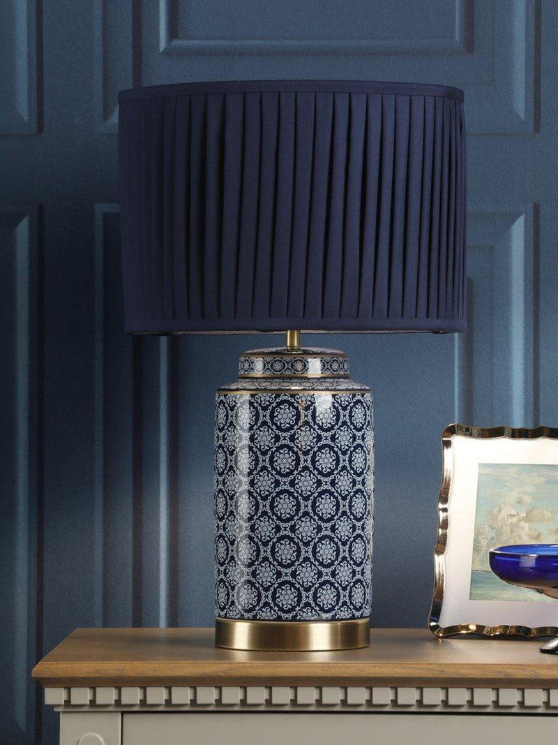 Laura Ashley Knipton blue ceramic table lamp, imported from the UK