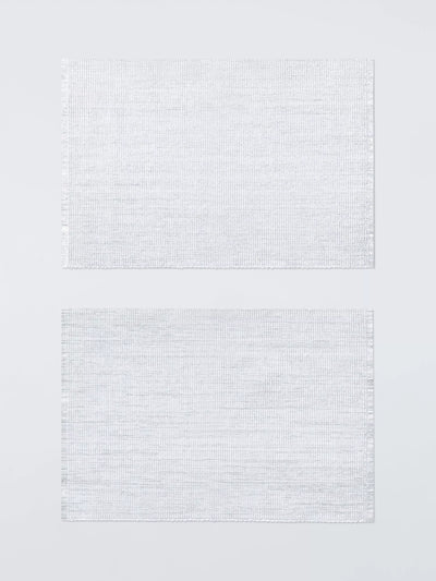 John Lewis John Lewis Metallic Stripe Cotton Blend Placemat Set of 2 Silver- Buy online at McGrocer